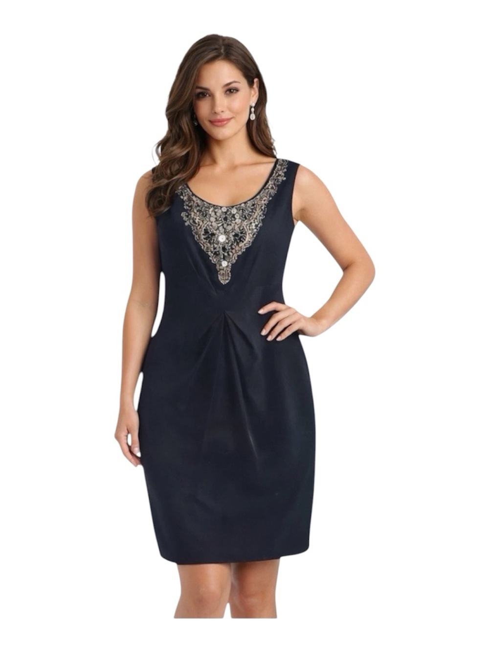 Lafayette 148 New York Dress Black Embellished Size 14 formal Hollywood Glam